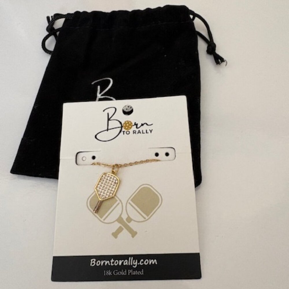 NWT Born to Rally pickleball charm necklace